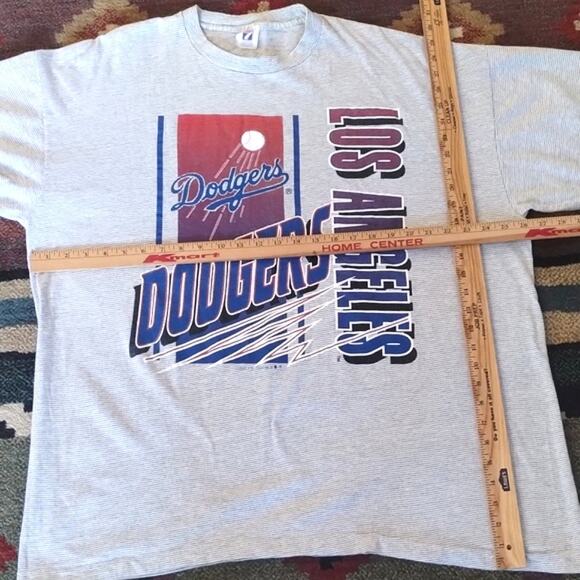 Vintage LOGO 7 Los Angeles Dodger's 1991 Gray Striped Single Stitch T-Shirt XXL - Picture 10 of 15